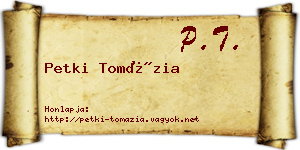 Petki Tomázia névjegykártya